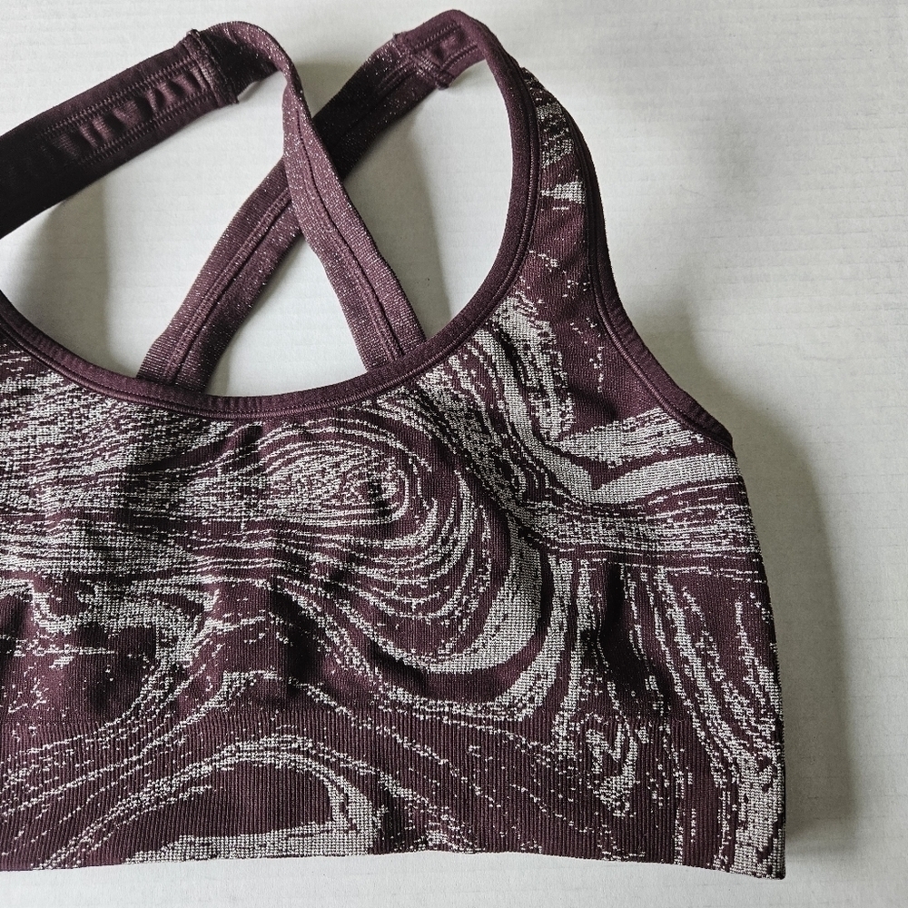 Athleta Aurora Shine Cross Back Sports Bra in Spiced Cabernet Size Large - Picture 4 of 6